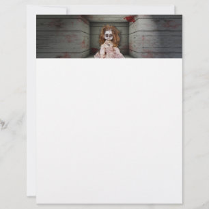 SlipperyJoe's creepy doll pale face creepy blood d Custom Letterhead