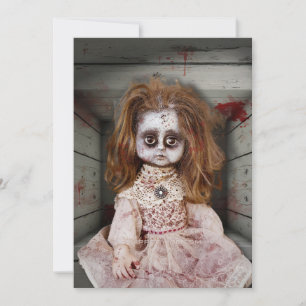 SlipperyJoe's creepy doll pale face creepy blood d Holiday Card