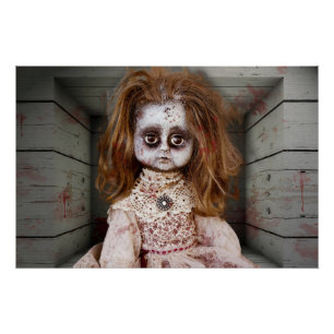 SlipperyJoe's creepy doll pale face creepy blood d Poster