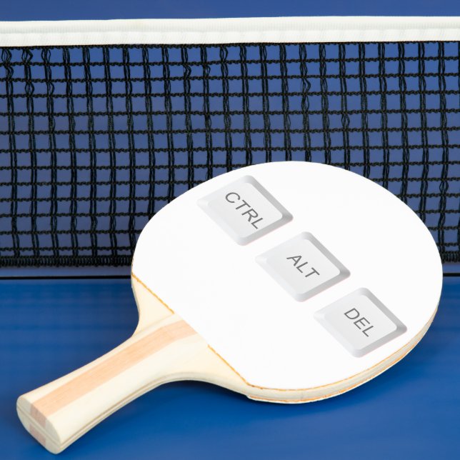 SlipperyJoe's CTRL ALT DEL buttons three white com Ping Pong Paddle (Insitu)