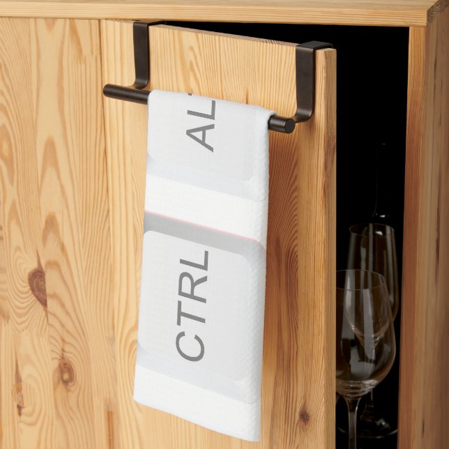 SlipperyJoe's CTRL ALT DEL buttons three white com Tea Towel (Thirds Fold)