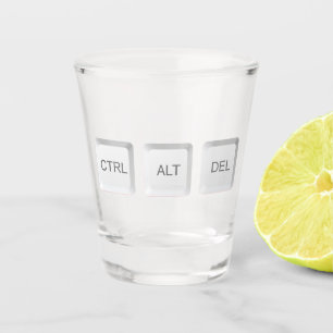SlipperyJoe's CTRL ALT DEL computer keyboard butto Shot Glass