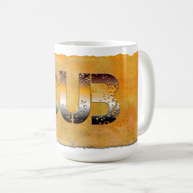 SlipperyJoe's cub bear word orange-brown tones pro Coffee Mug (Front Right)