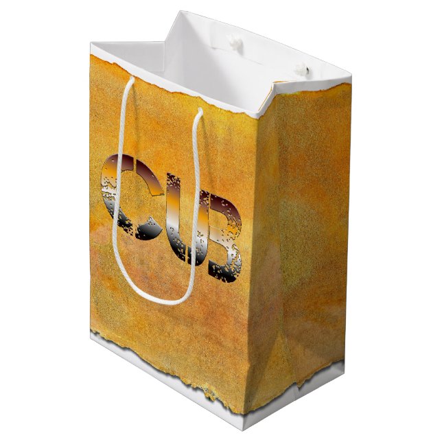 SlipperyJoe's cub bear word orange-brown tones pro Medium Gift Bag (Front Angled)