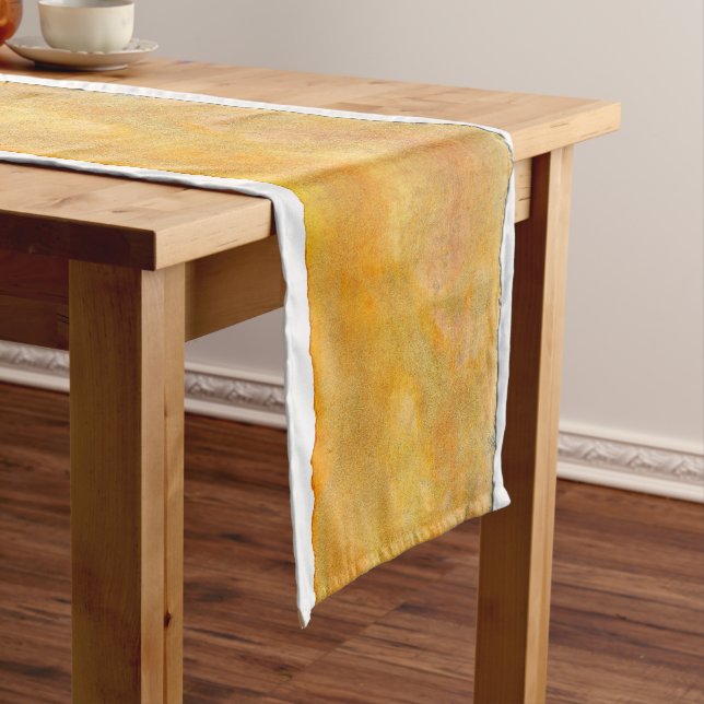 SlipperyJoe's cub bear word orange-brown tones pro Short Table Runner (In Situ)