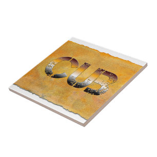 SlipperyJoe's cub bear words gold brown tan white Tile