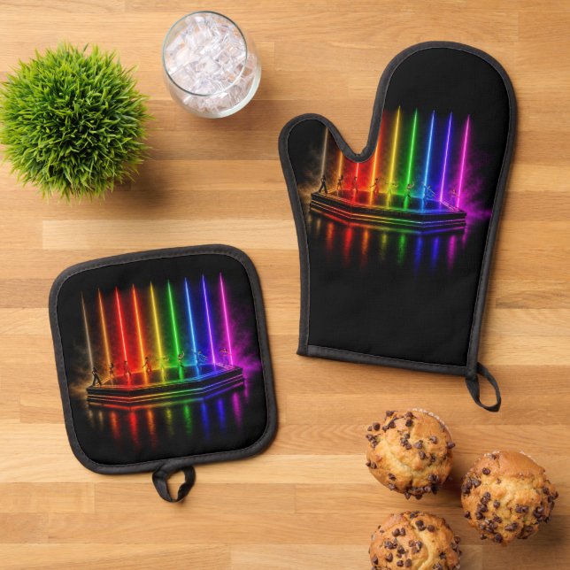 SlipperyJoe's dance performance celebrating Pride  Oven Mitt & Pot Holder Set (Top Down)