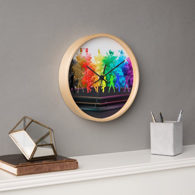 SlipperyJoe's  Dancing Pride Shadows gay gifts art Clock (Office)
