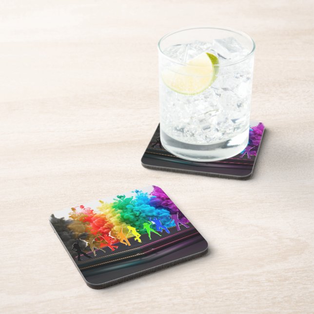 SlipperyJoe's  Dancing Pride Shadows gay gifts art Coaster (Right Side)