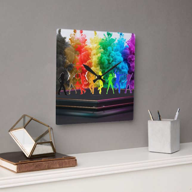 SlipperyJoe's  Dancing Pride Shadows gay gifts art Square Wall Clock (Office)