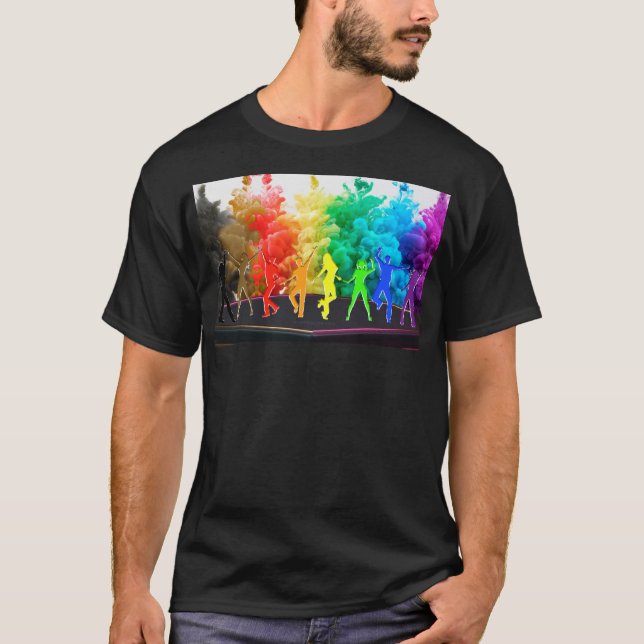 SlipperyJoe's  Dancing Pride Shadows gay gifts art T-Shirt (Front)