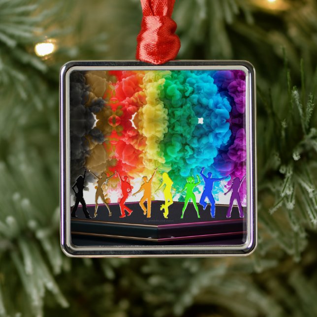 SlipperyJoe's Dancing Pride Shadows gay gifts arti Metal Tree Decoration (Tree)
