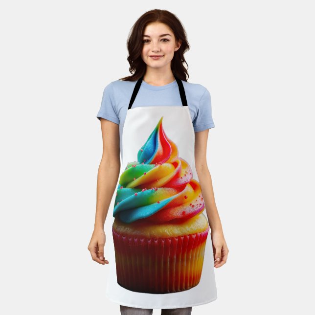 SlipperyJoe's dazzling rainbow cupcake swirled fro Apron (Worn)