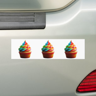 SlipperyJoe's dazzling rainbow cupcake swirled fro Bumper Sticker