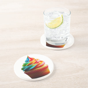 SlipperyJoe's dazzling rainbow cupcake swirled fro Coaster
