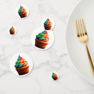 SlipperyJoe's dazzling rainbow cupcake swirled fro Confetti