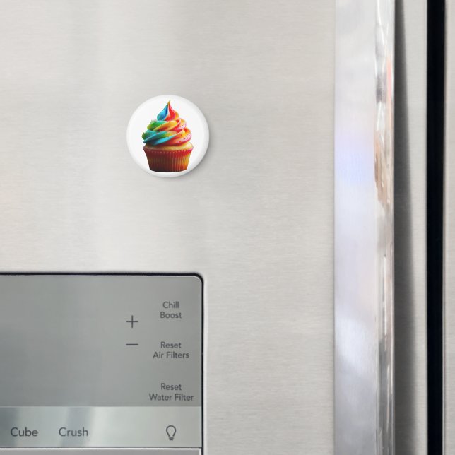 SlipperyJoe's dazzling rainbow cupcake swirled fro Magnet (In Situ (Fridge))