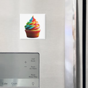 SlipperyJoe's dazzling rainbow cupcake swirled fro Magnet