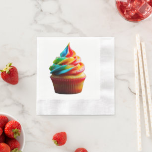 SlipperyJoe's dazzling rainbow cupcake swirled fro Napkin