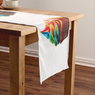 SlipperyJoe's dazzling rainbow cupcake swirled fro Short Table Runner