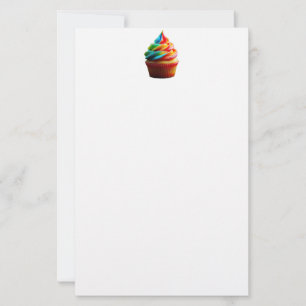 SlipperyJoe's dazzling rainbow cupcake swirled fro Stationery