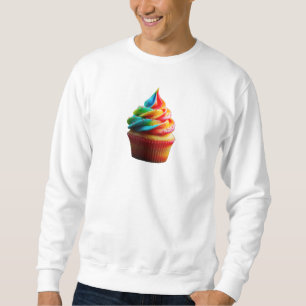 SlipperyJoe's dazzling rainbow cupcake swirled fro Sweatshirt
