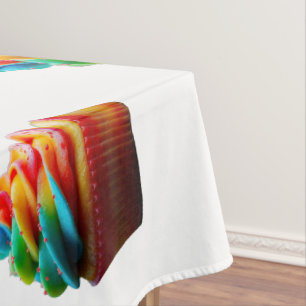 SlipperyJoe's dazzling rainbow cupcake swirled fro Tablecloth