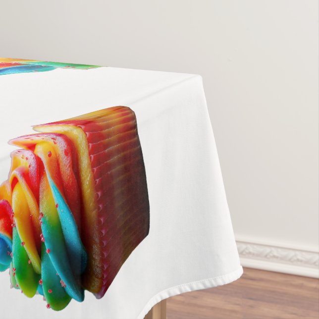 SlipperyJoe's dazzling rainbow cupcake swirled fro Tablecloth (In Situ)