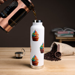 SlipperyJoe's dazzling rainbow cupcake swirled fro Water Bottle