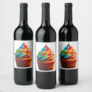 SlipperyJoe's dazzling rainbow cupcake swirled fro Wine Label