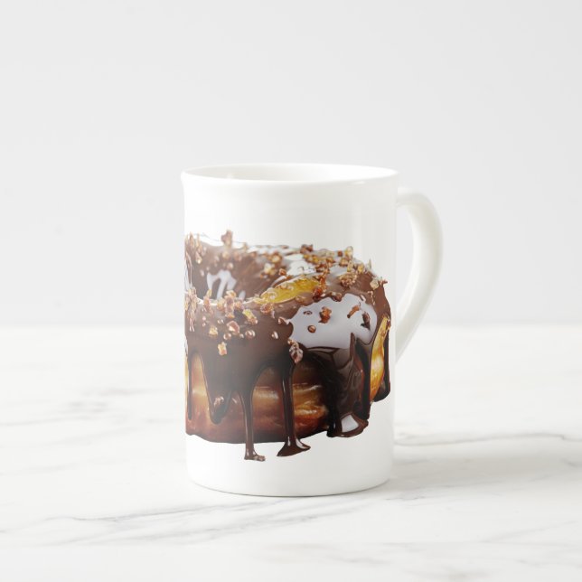 SlipperyJoe's decadent donut covered thick glossy  Bone China Mug (Front Right)