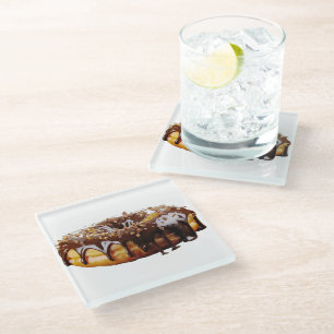 SlipperyJoe's decadent donut covered thick glossy  Glass Coaster
