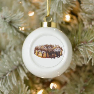SlipperyJoe's decadent doughnut covered thick glos Ceramic Ball Christmas Ornament