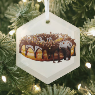 SlipperyJoe's decadent doughnut covered thick glos Glass Tree Decoration