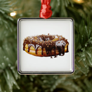 SlipperyJoe's decadent doughnut covered thick glos Metal Tree Decoration