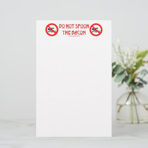 SlipperyJoe's Do Not Spoon Bacon red warning man s Stationery