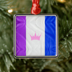 SlipperyJoe's drag culture pride flag purple spiri Metal Tree Decoration