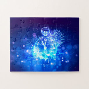 SlipperyJoe's electric thrill New Year’s Eve clock Jigsaw Puzzle