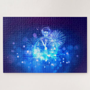 SlipperyJoe's electric thrill New Year’s Eve clock Jigsaw Puzzle
