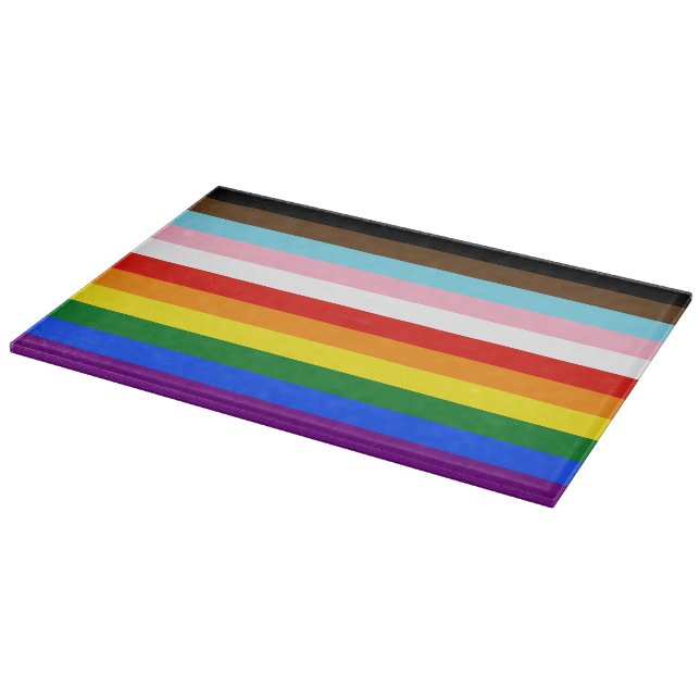 SlipperyJoe's Eleven Stripe Pride Flag blends Phil Cutting Board (Corner)