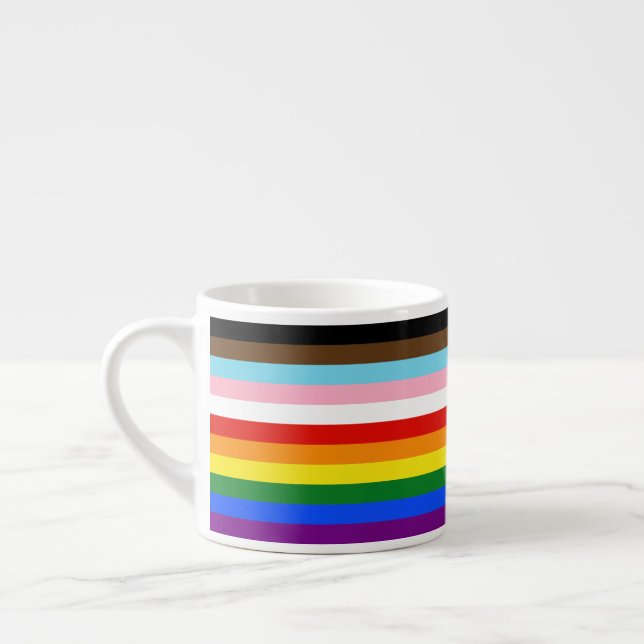 SlipperyJoe's Eleven Stripe Pride Flag blends Phil Espresso Cup (Left)