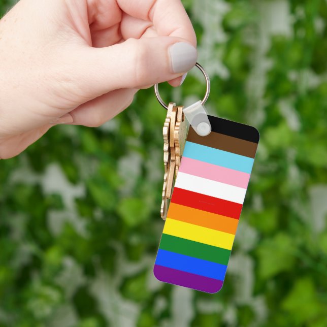 SlipperyJoe's Eleven Stripe Pride Flag blends Phil Key Ring (Hand)