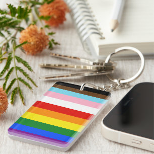 SlipperyJoe's Eleven Stripe Pride Flag blends Phil Key Ring