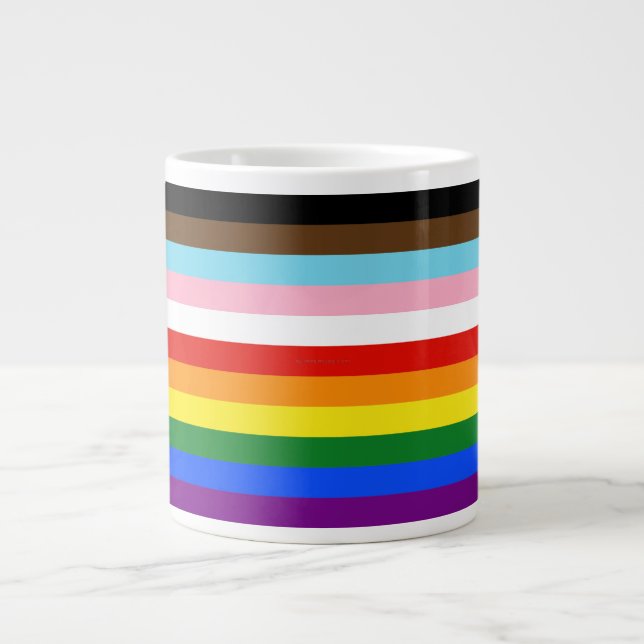 SlipperyJoe's Eleven Stripe Pride Flag blends Phil Large Coffee Mug (Front)