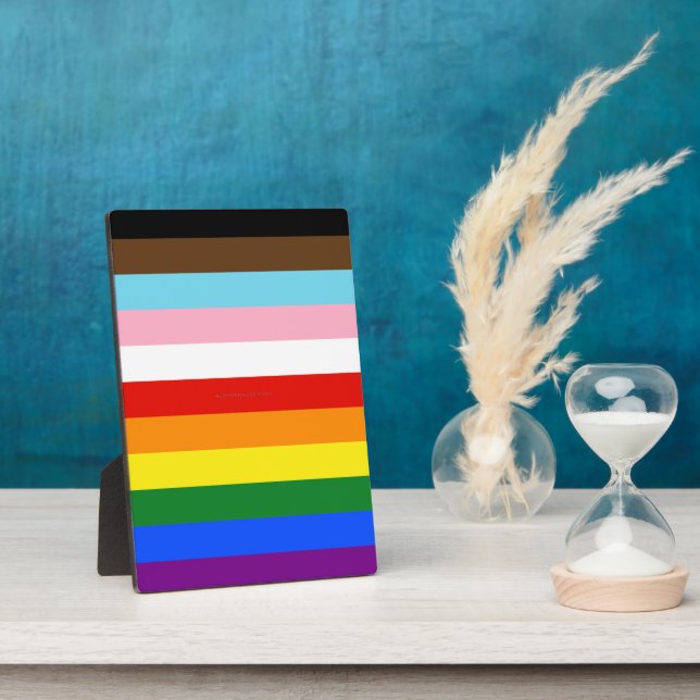 SlipperyJoe's Eleven Stripe Pride Flag blends Phil Plaque (Side)
