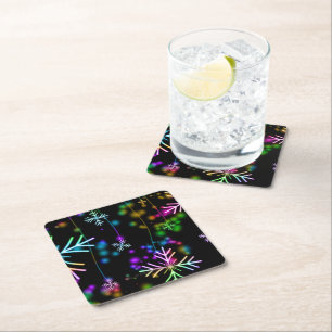 SlipperyJoe's festive lively Christmas atmosphere Square Paper Coaster
