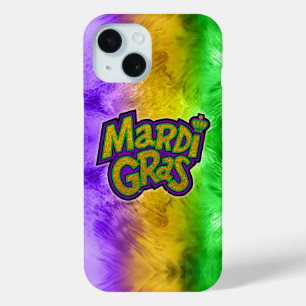 SlipperyJoe's festive Mardi Gras theme crown reinf iPhone 15 Case