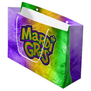 SlipperyJoe's festive Mardi Gras theme crown reinf Large Gift Bag