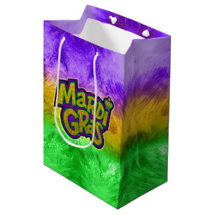SlipperyJoe's festive Mardi Gras theme crown reinf Medium Gift Bag