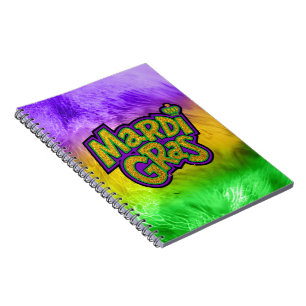 SlipperyJoe's festive Mardi Gras theme crown reinf Notebook